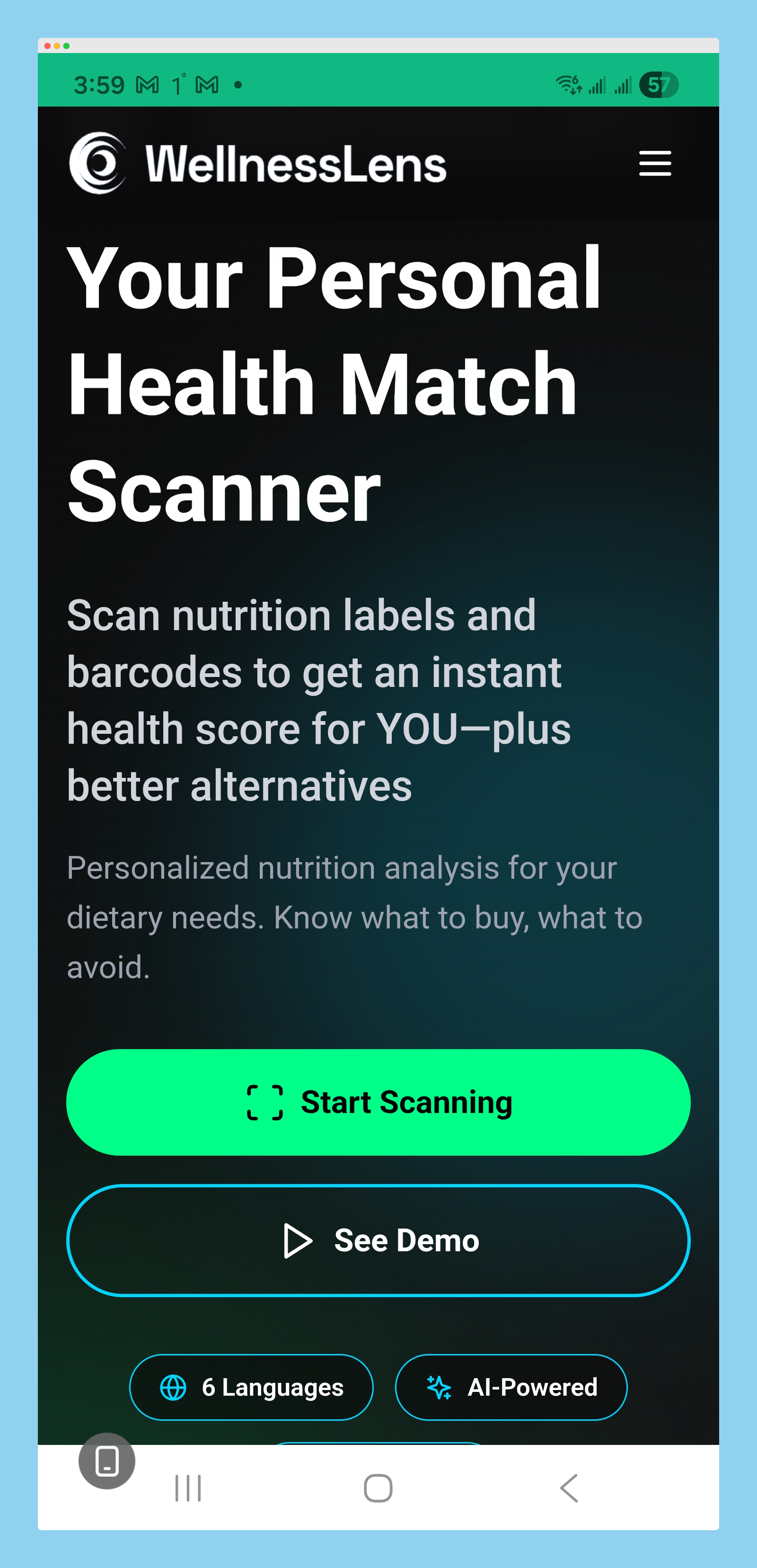 WellnessLens hero screenshot